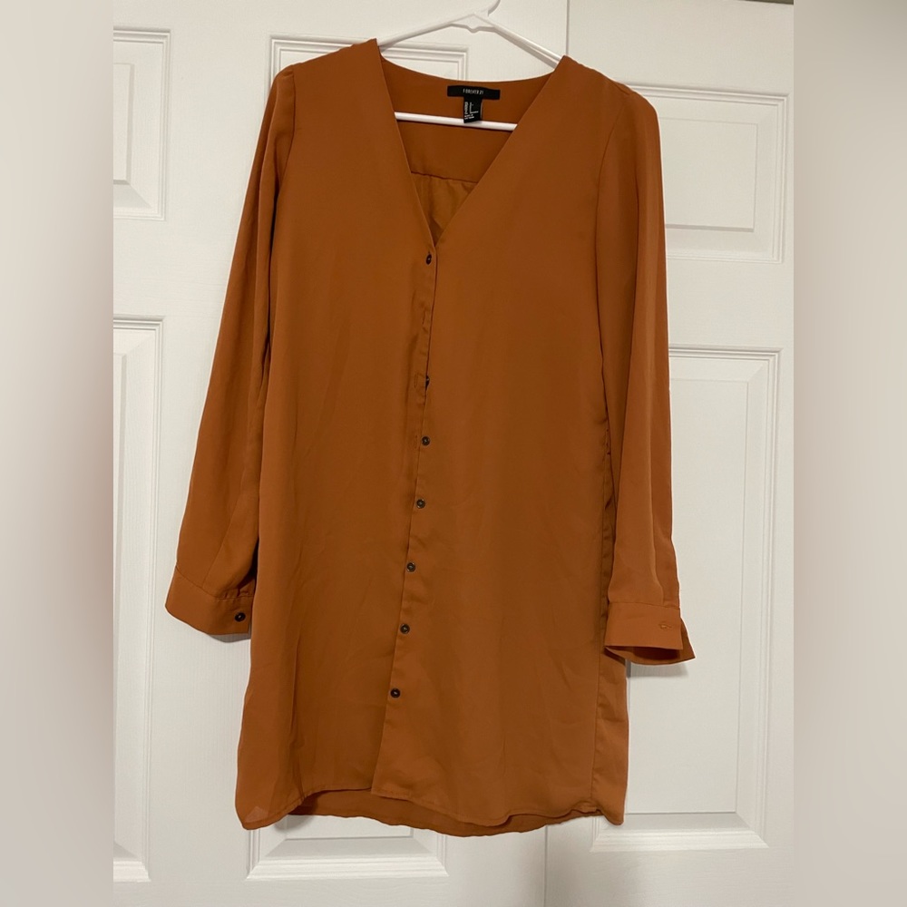 Forver21 orange button down blouse